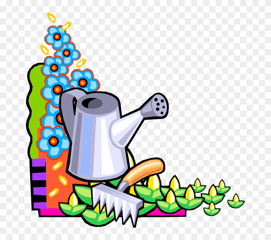 Vector Illustration Of Watering Can Or Watering Pot - Gardening Border Clip Art - Png Download
