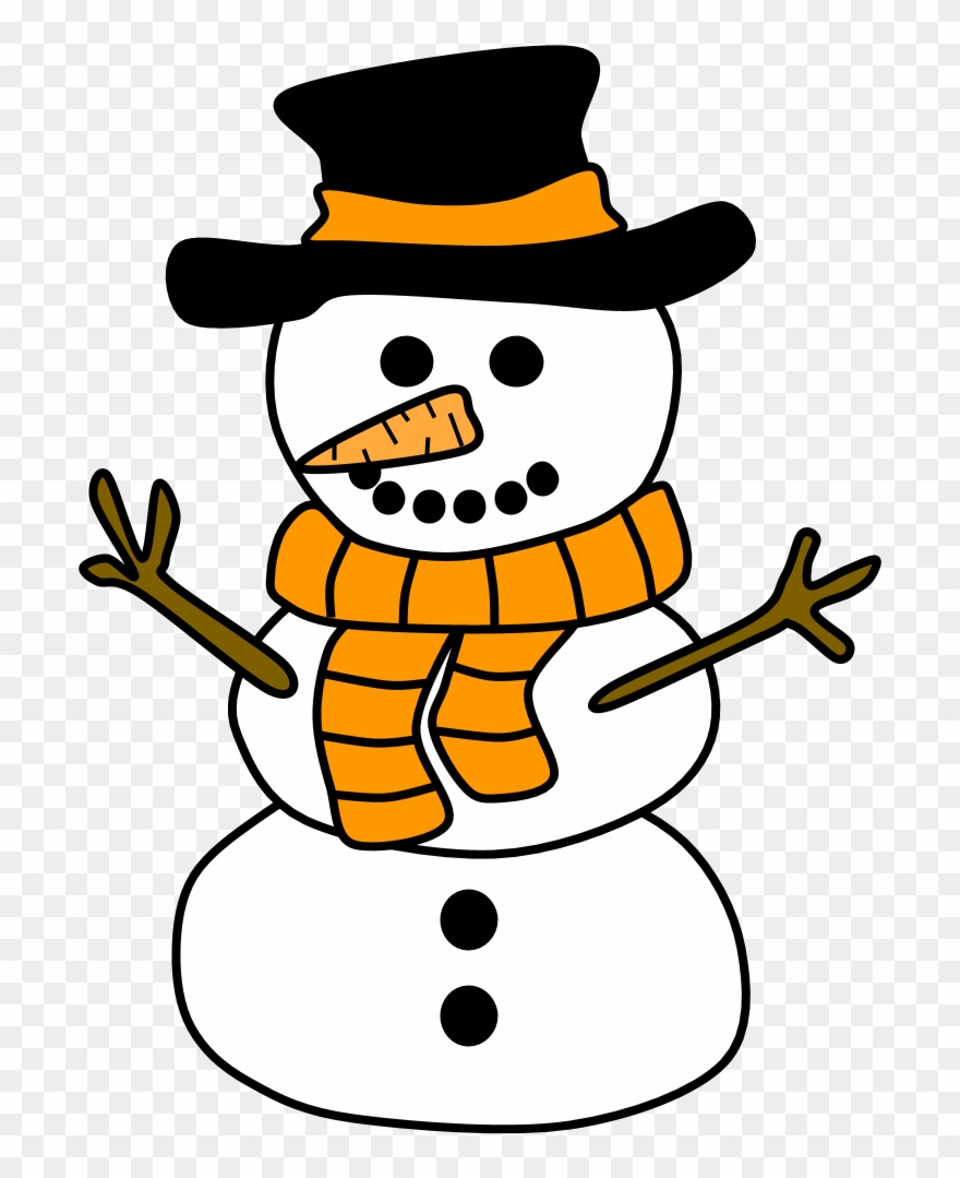 Snowman, Hat, Scarf, Orange, - Snowman Clipart