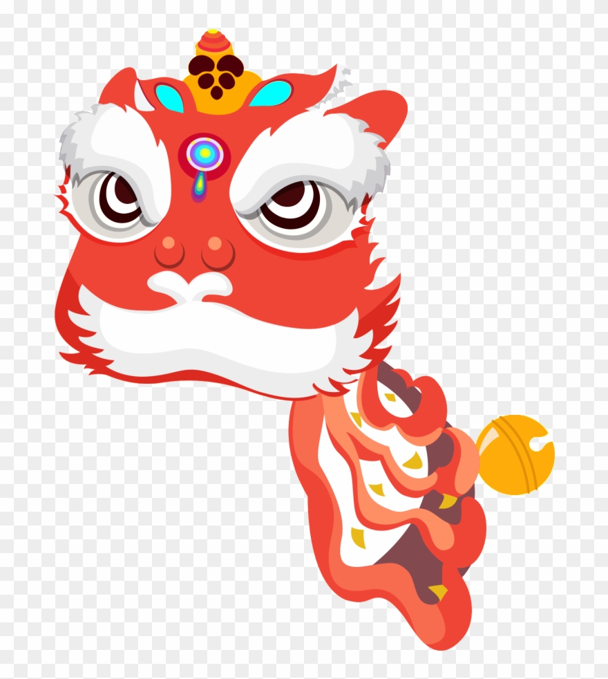 Hand Painted Flat Cartoon Lion Head Png - Lion Dance Clipart