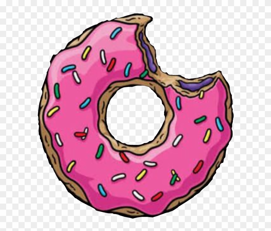 Doughnut Donut Simpsons Pink Bittendoughnut Bittendonut - Donut Png Clipart