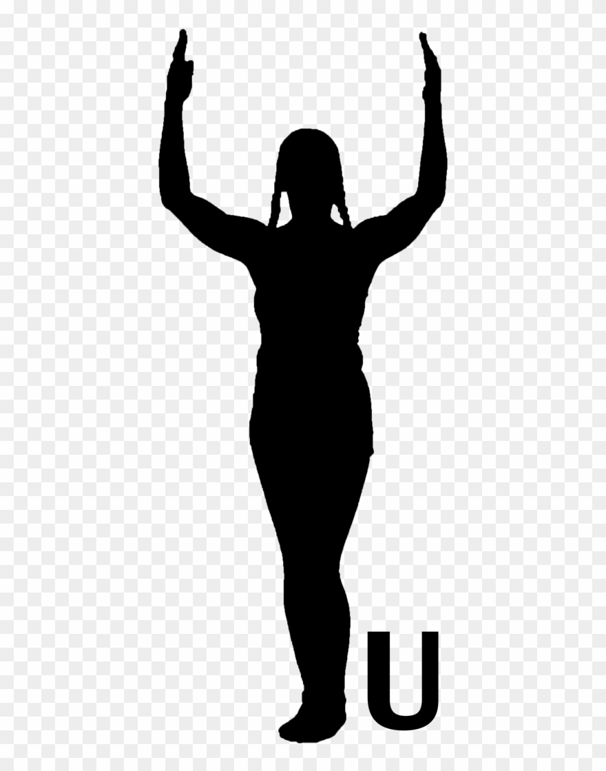 Stand Up U - Football Player Victory Silhouette Clipart