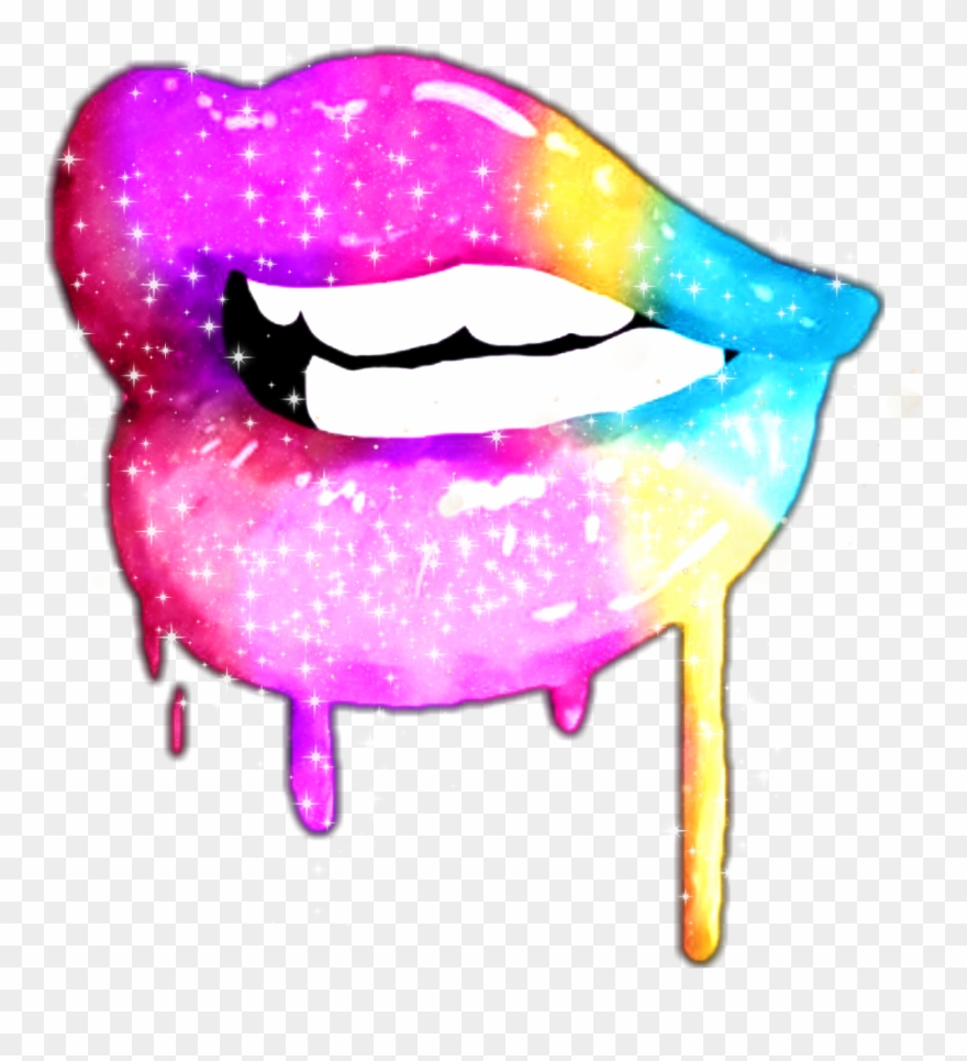 Sparkle Glitter Kiss Lips Colorful Rainbow - Lips Clipart