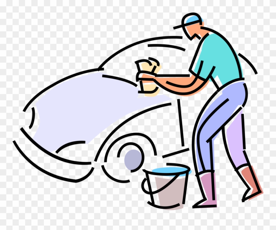Vector Illustration Of Car Wash Attendant Washes Automobile - Transparent Background Car Wash Clipart - Png Download