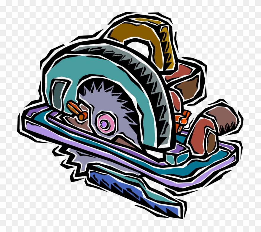 Vector Illustration Of Circular Saw Electric Power - Illustration Clipart