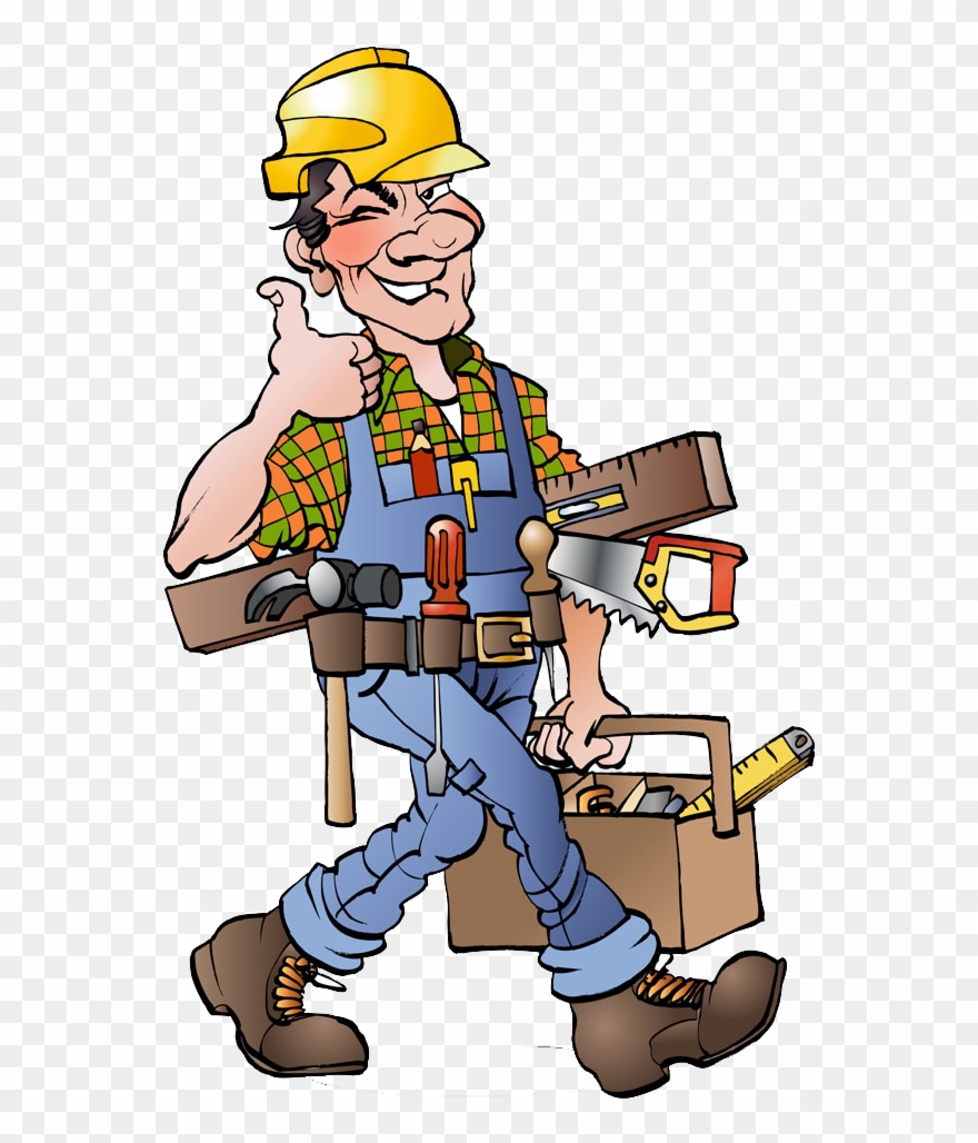 Royalty Free Cartoon Drawing Illustration Workers Saw - Carpenter Cartoon Clipart