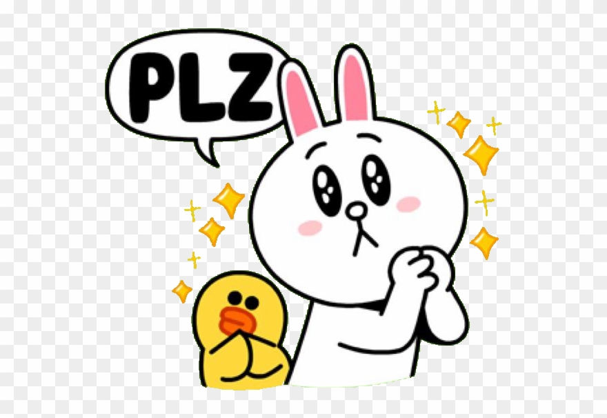 "plz" Korean Phrases, Korean Words, Korean Friends, - Cony Line Sticker Png Clipart