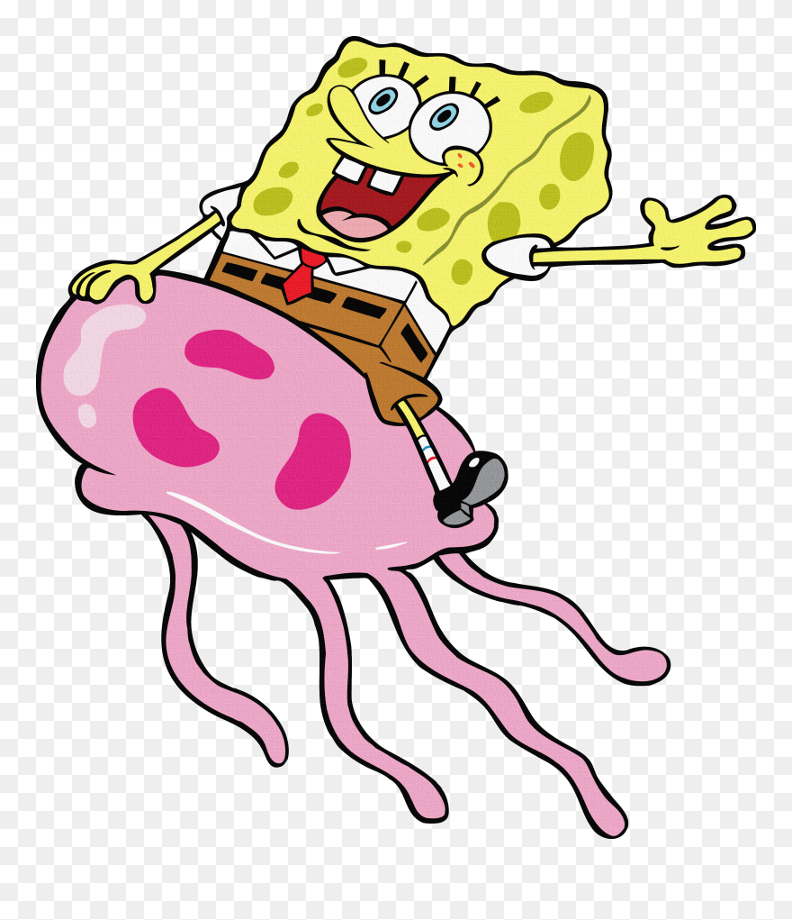 Spongebob Freetoedit Patrick Squidward Mrkrabs Plank - Spongebob Riding Jellyfish Clipart