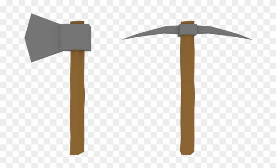 Low Poly Axe & Pickaxe 3d Model - Low Poly Clipart
