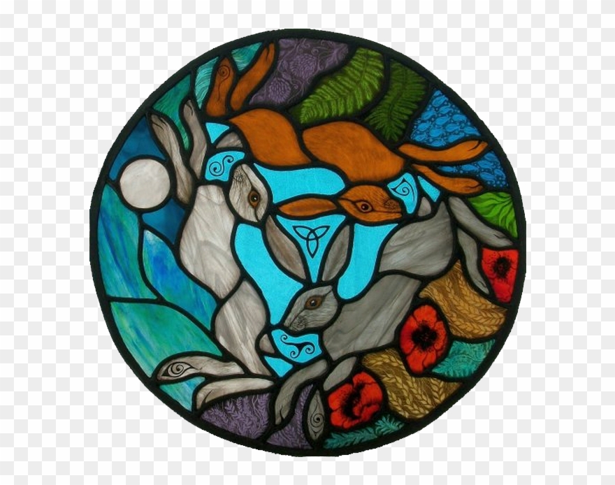 Three-hares - Stained Glass Clipart