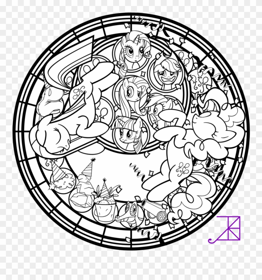 Pinkie Pinkamena Stained Glass Line Art By Akili - Mlp The Dazzlings Coloring Pages Clipart