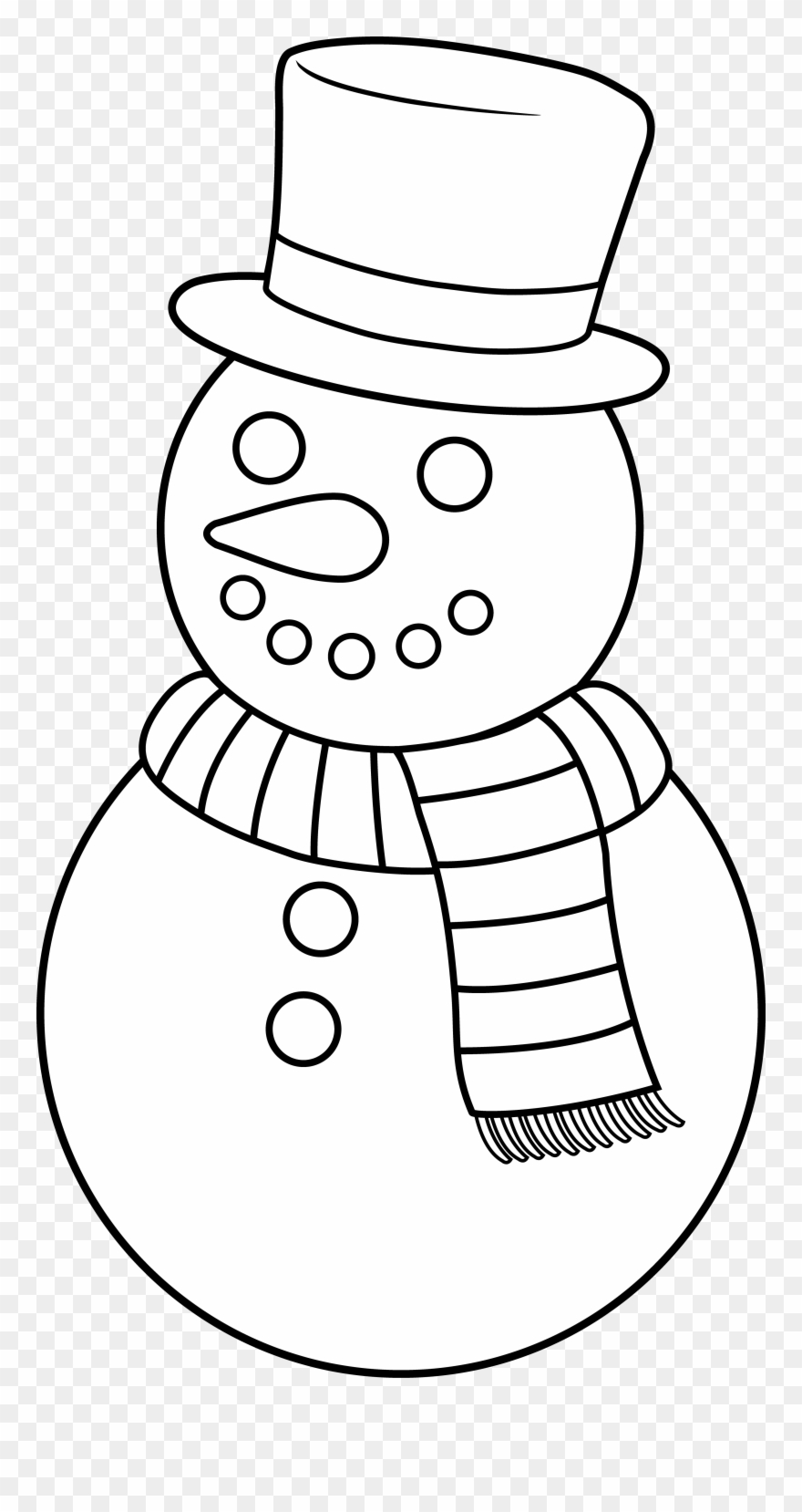 Colorable Christmas Snowman - Christmas Clipart Black And White Snowman - Png Download