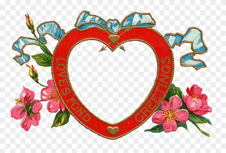 How Gorgeous Are These Digital Valentines I Created - Vintage Valentinstag-grüße Herz Und Blumen Mitteilungskarte Clipart