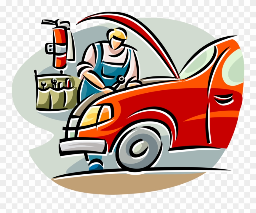 Auto Repairman Works On Car - Working On A Car Clipart - Png Download