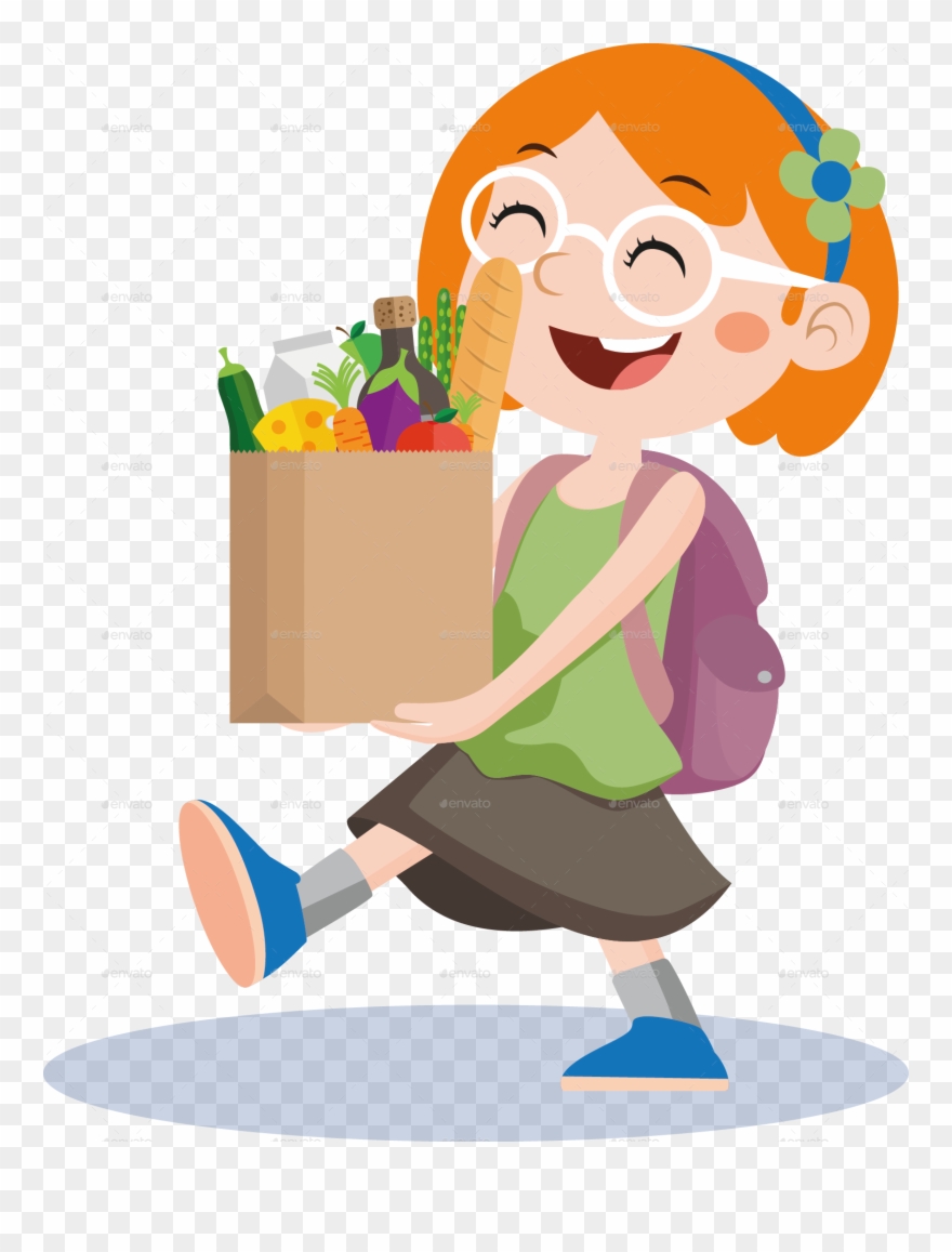 Clipart Children Shopping - Shopping Cartoon Image Png Transparent Png