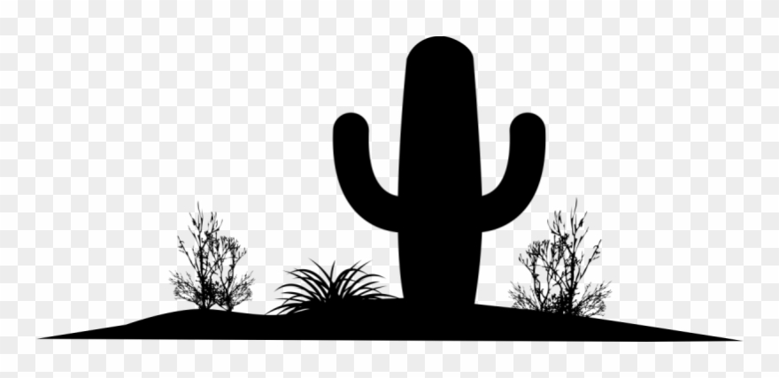 Saguaro Cactus Desert Scene Silhouette Clipart