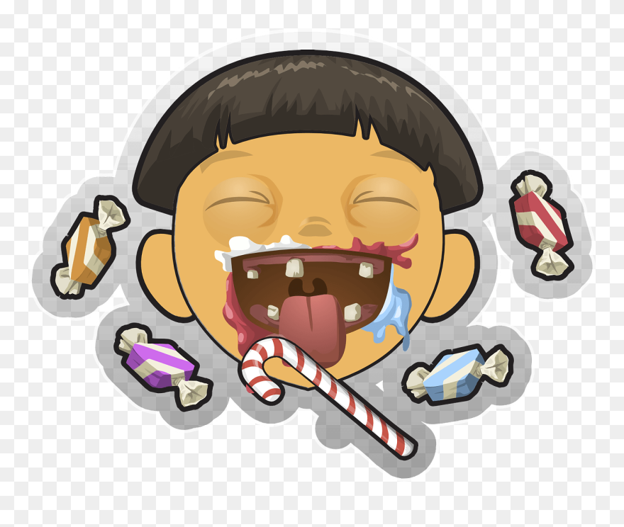 Low Quality Food, Low Quality Life - Eating Candy Cartoon Clipart