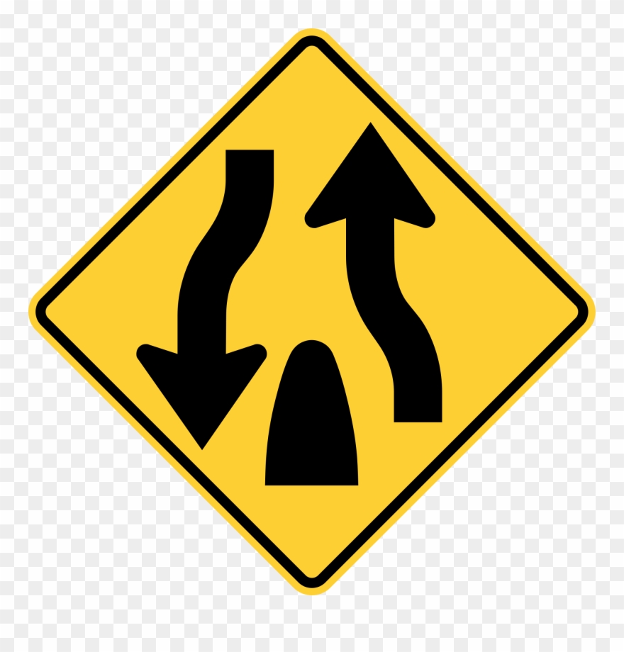Open - Divided Highway Ends Sign Png Clipart