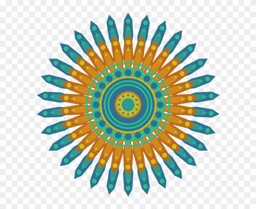 Mandala, Pattern, Circle, Geometric, Shapes, Abstract - Hübscher Mystischer Mandala-aquamarine Und Orange 6 Clipart