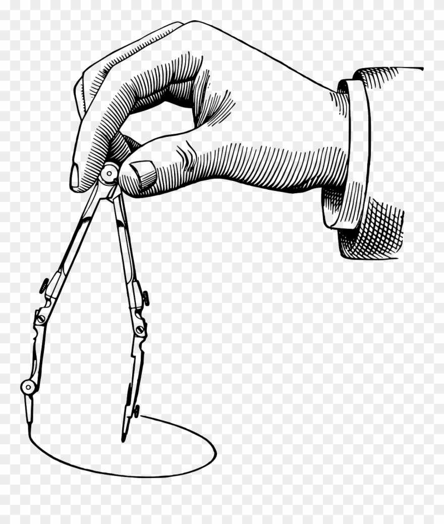 Mano Con Compas - Compass Drawing A Circle Clipart