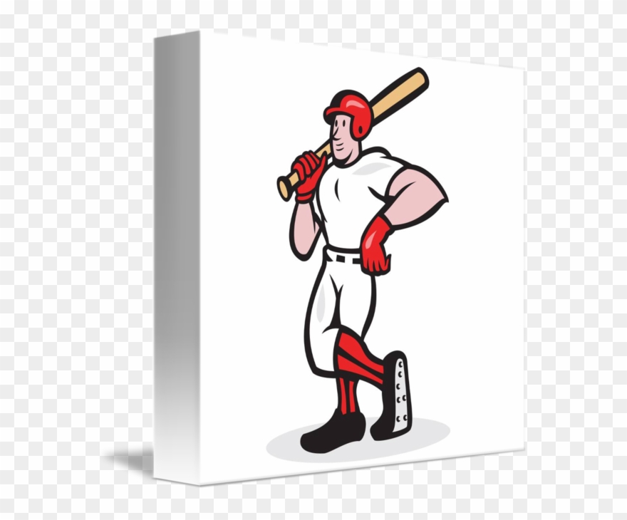 Baseball Hitter Bat Shoulder Cartoon By Aloysius Patrimonio - Baseball Player Holding Bat Cartoon Card Clipart