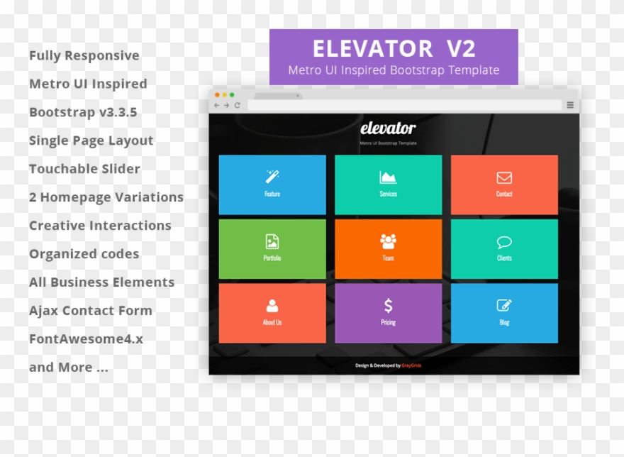 Clip Art Css Template - Metro Template Bootstrap - Png Download