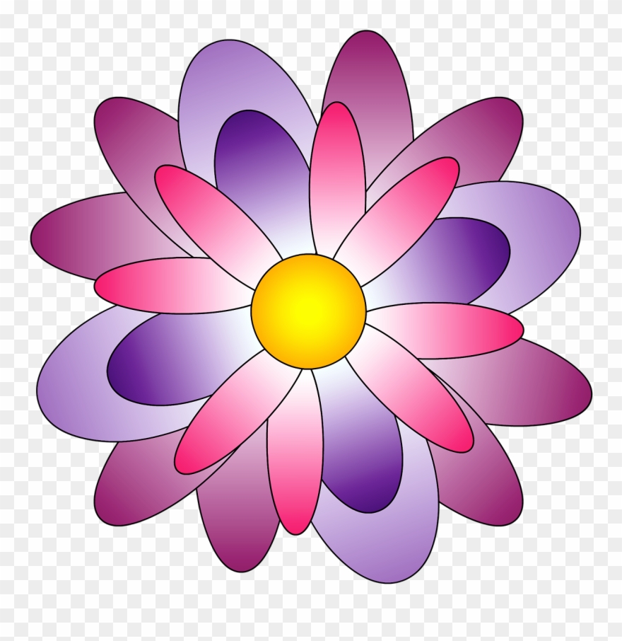 Flower,rosa,color - Çiçek Resmi Çizimi Renkli Clipart