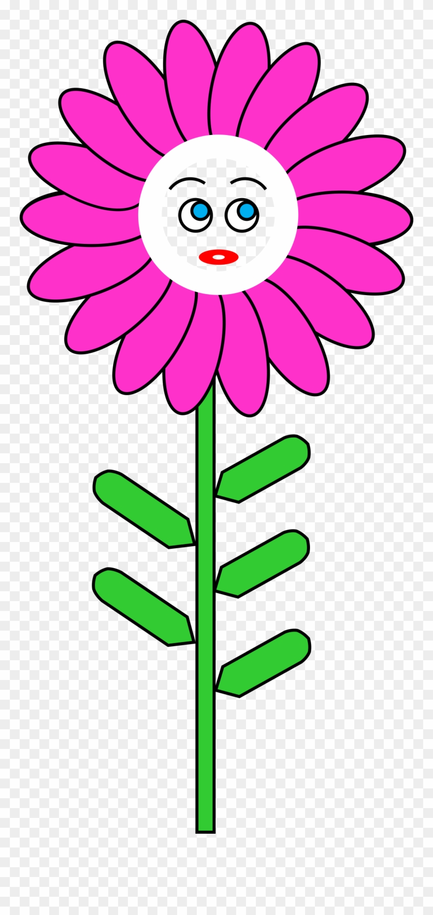 Magenta Flower With Face Vector Free Library - Clipart Flower With Face - Png Download