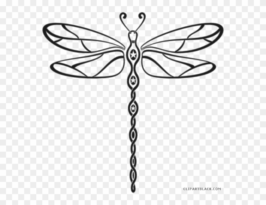Dragonfly Clipart Line Art - Dragonfly Line Drawing - Png Download