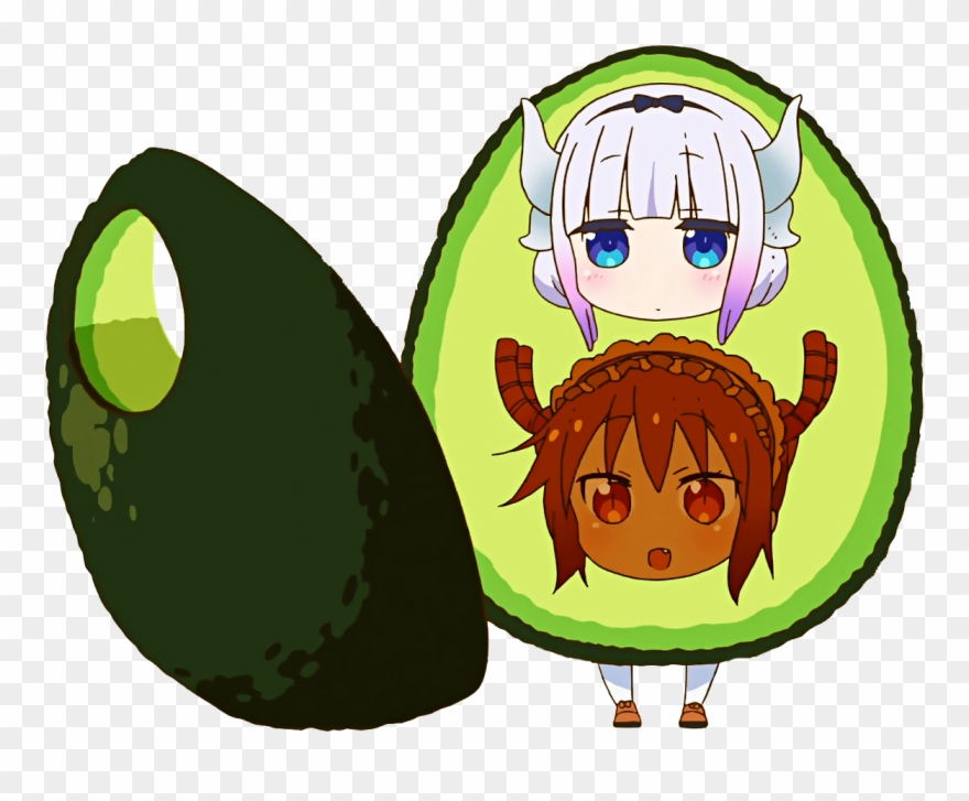 Green Produce Plant Food Fruit Cartoon Fictional Character - Miss Kobayashi's Dragon Avocado Clipart