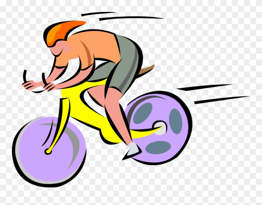 Vector Illustration Of Cycling Enthusiast Racing In Clipart