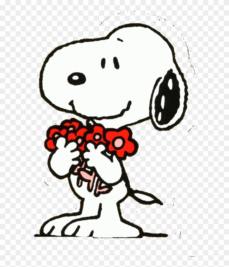 Snoopy Cartoon Background For Computer - Snoopy With Flowers Clipart