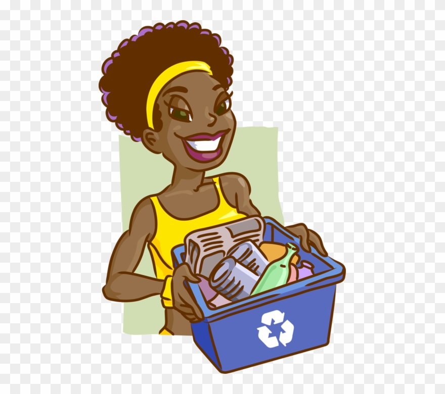 Vector Illustration Of Recycle Blue Box Receptacle Clipart