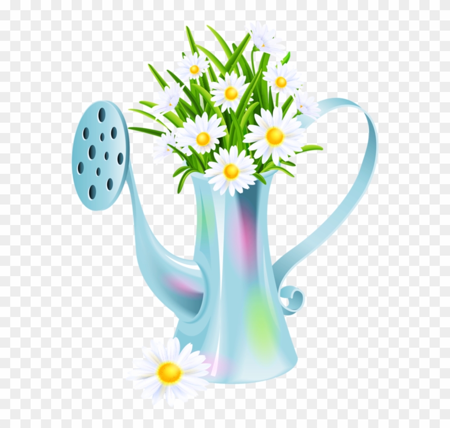 Watering Cans And Flowers - Download Photo Flower Drawing Clipart
