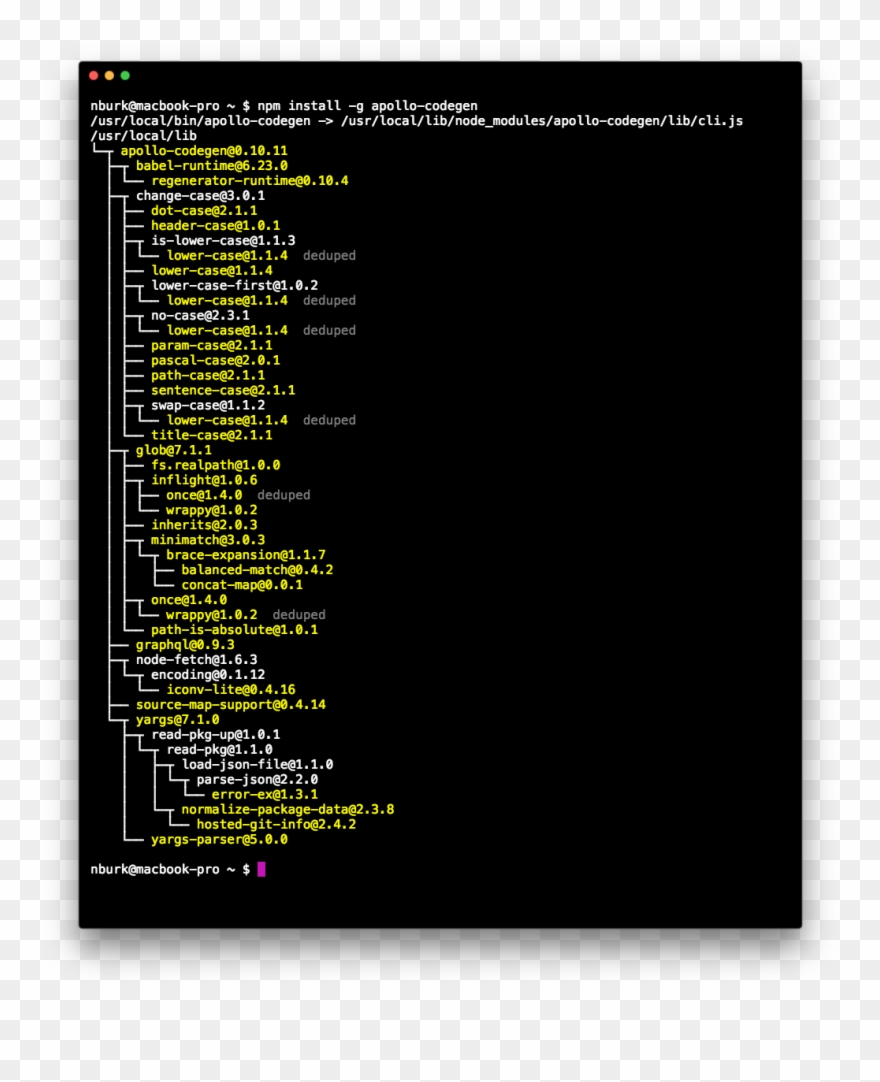 Npm Results From Apollo-codegen Installation - Apollo Ios Clipart