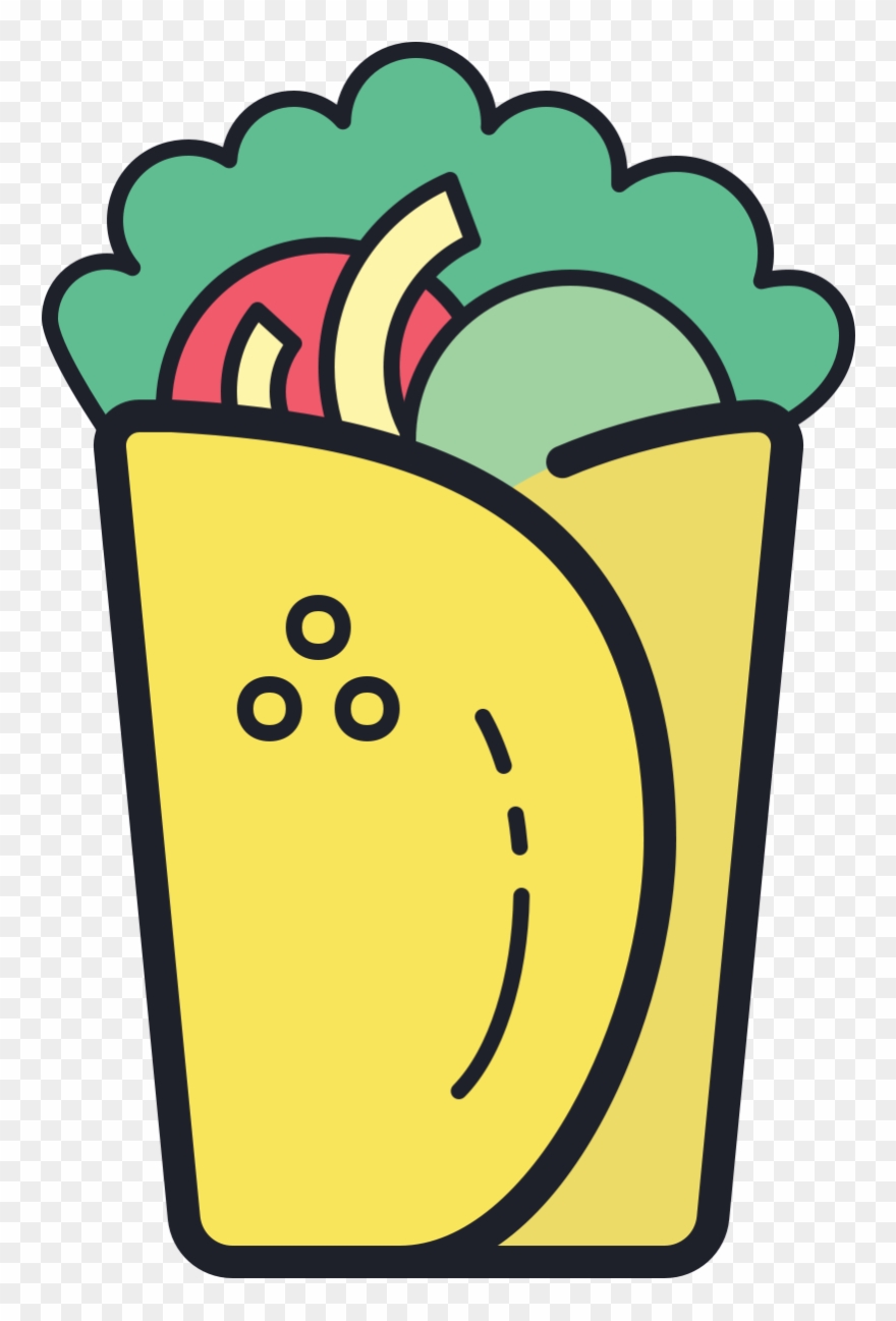 There Is An Oblong Food Object Made Up Of A Tortilla - Icon Clipart