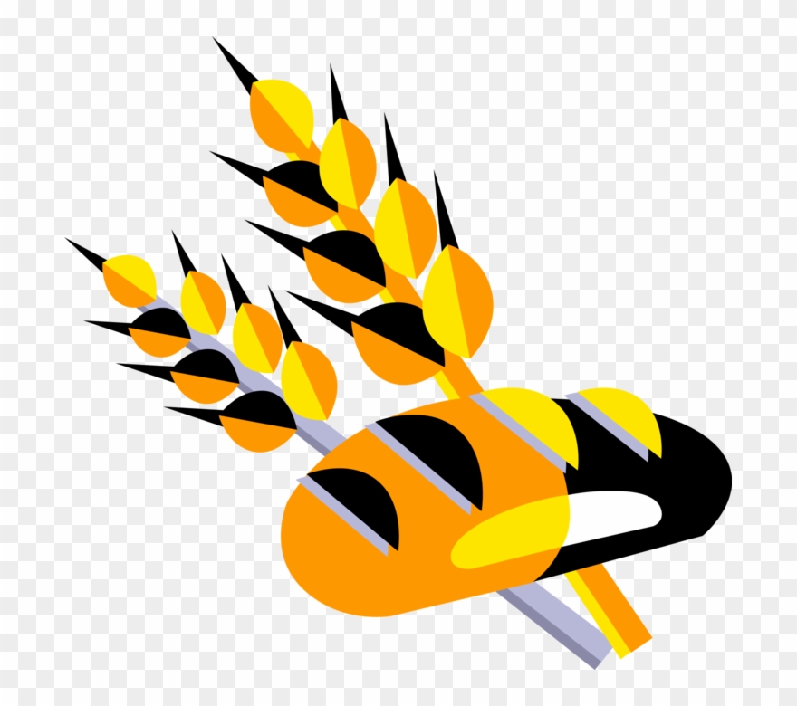 Vector Illustration Of Fresh Baked Bread With Wheat - Bread And Grains Clipart - Png Download