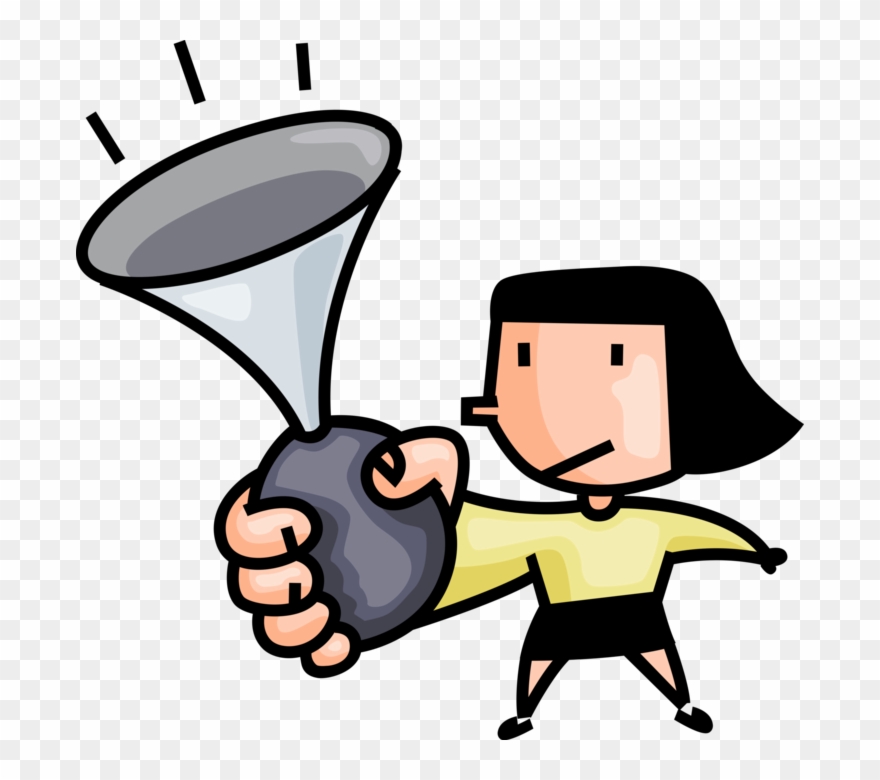 Vector Illustration Of Woman Squeezes And Blasts Bicycle - Apertando Buzina Clipart