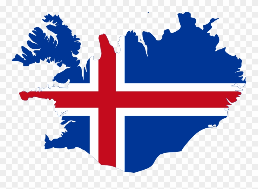 Map Of Iceland With Flag - Iceland Flag Map Png Clipart