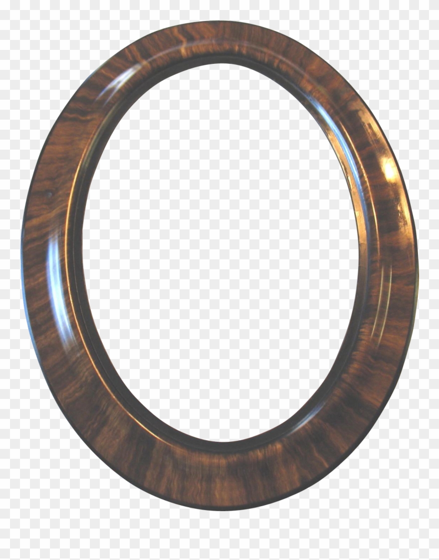 Large Antique Oval Wood Frame Tiger Stripe Convex Bubble - Circle Clipart