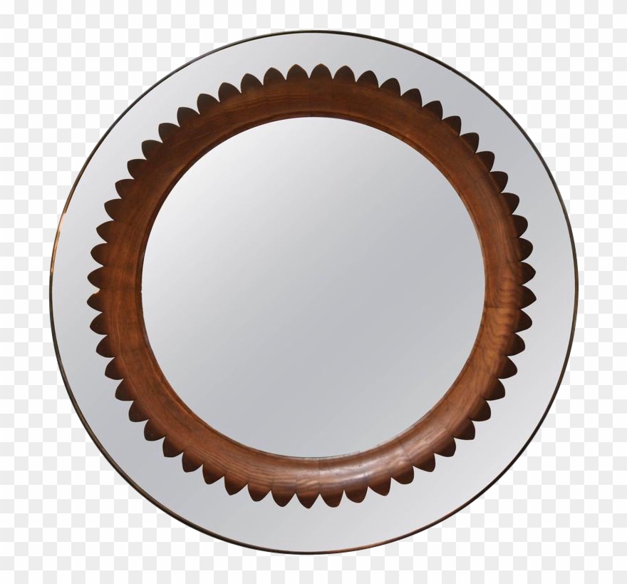 Sophisticated Circular Walnut Wall Mirror By Fratelli - Crank Trigger Wheel 60 2 Clipart