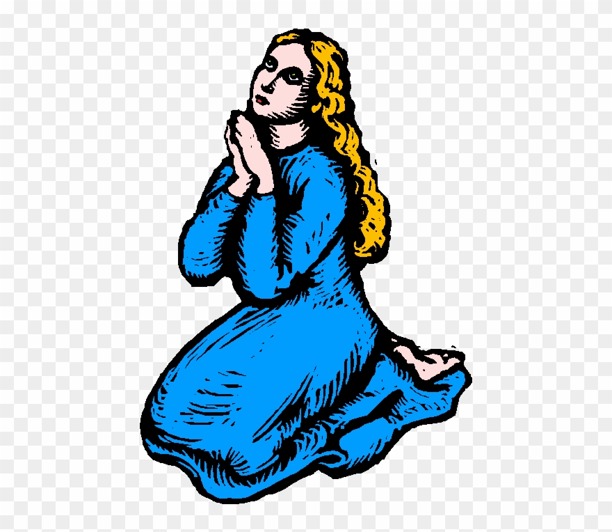 Mary Mother Of Jesus Clipart At Getdrawings - Cartoon Lady On Her Knees - Png Download