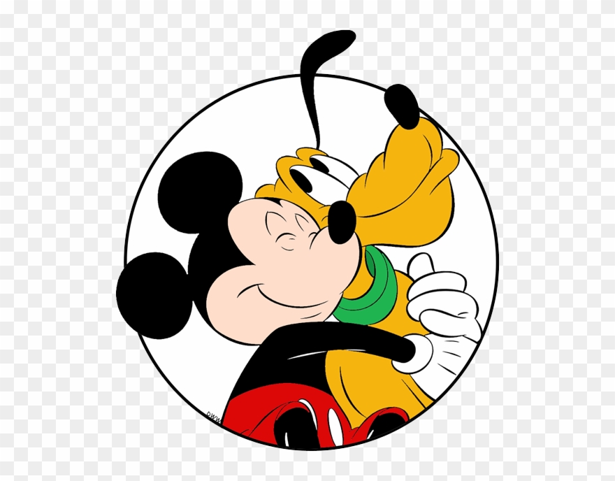 Mickey Hugging Pluto Circle - Mickey Mouse Clipart