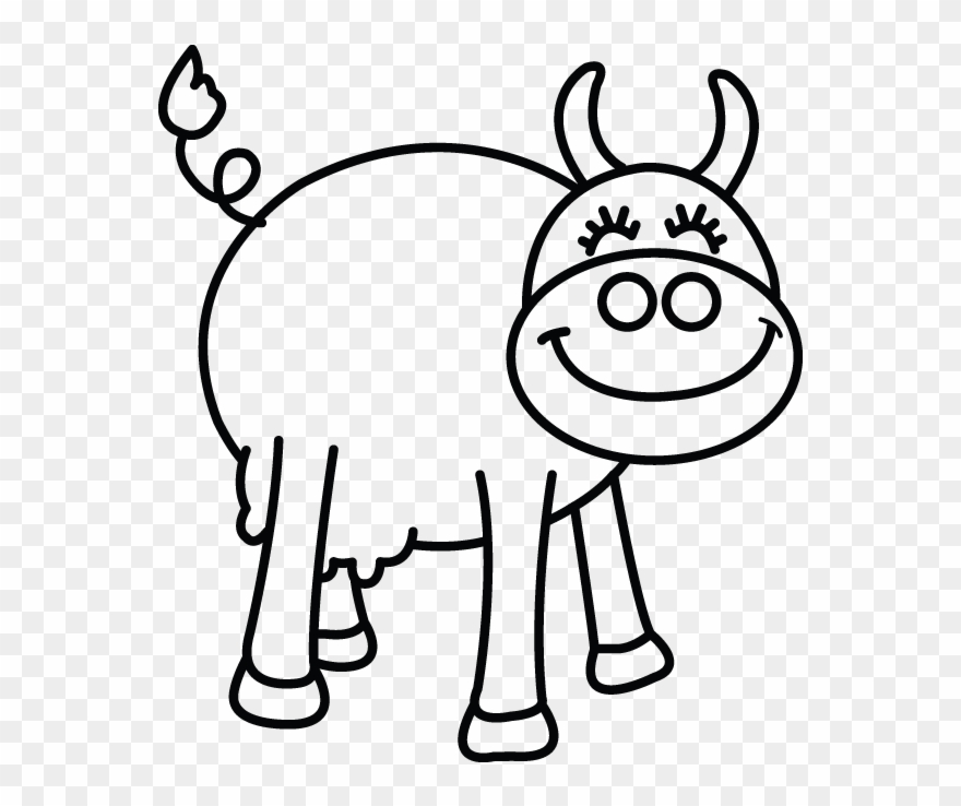 Drawing Cow Clip Black And White Stock - Drawing - Png Download
