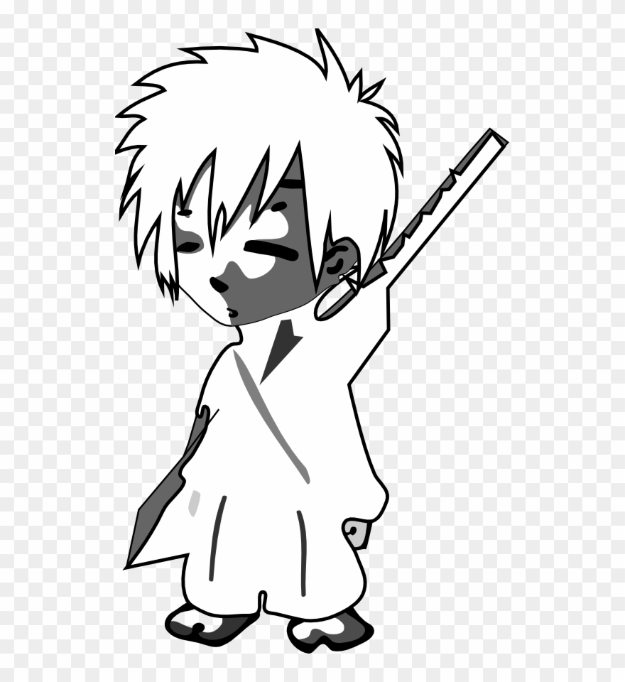 Dibujo Samurai Japan Black White Clipartist - Samurai Clipart Black And White - Png Download