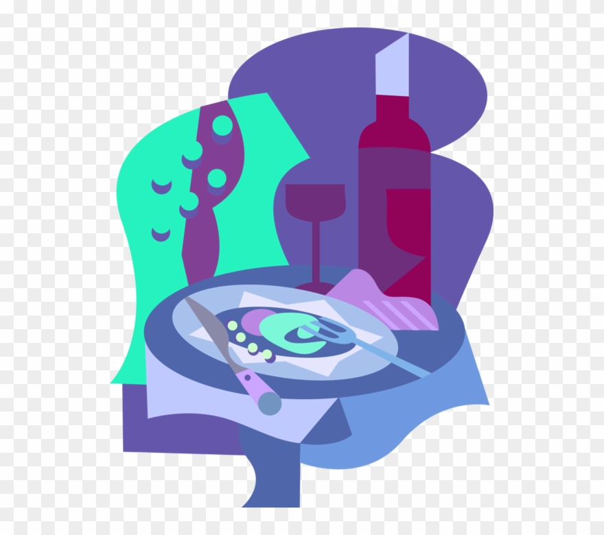 Graphic Fine Dining With Bottle Of Wine - Wine Clipart