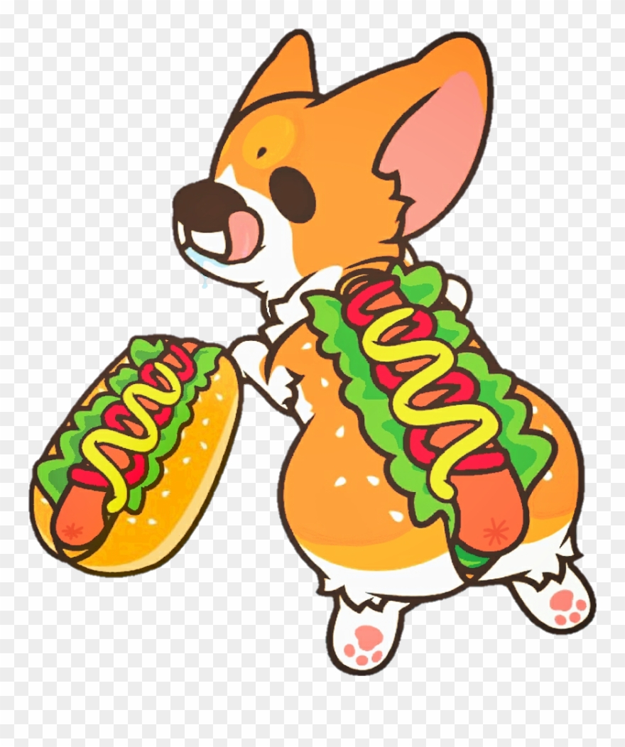 Schotdog Hotdog Corgi Dog Cute Colorful Cosplay Food - Dog Clipart