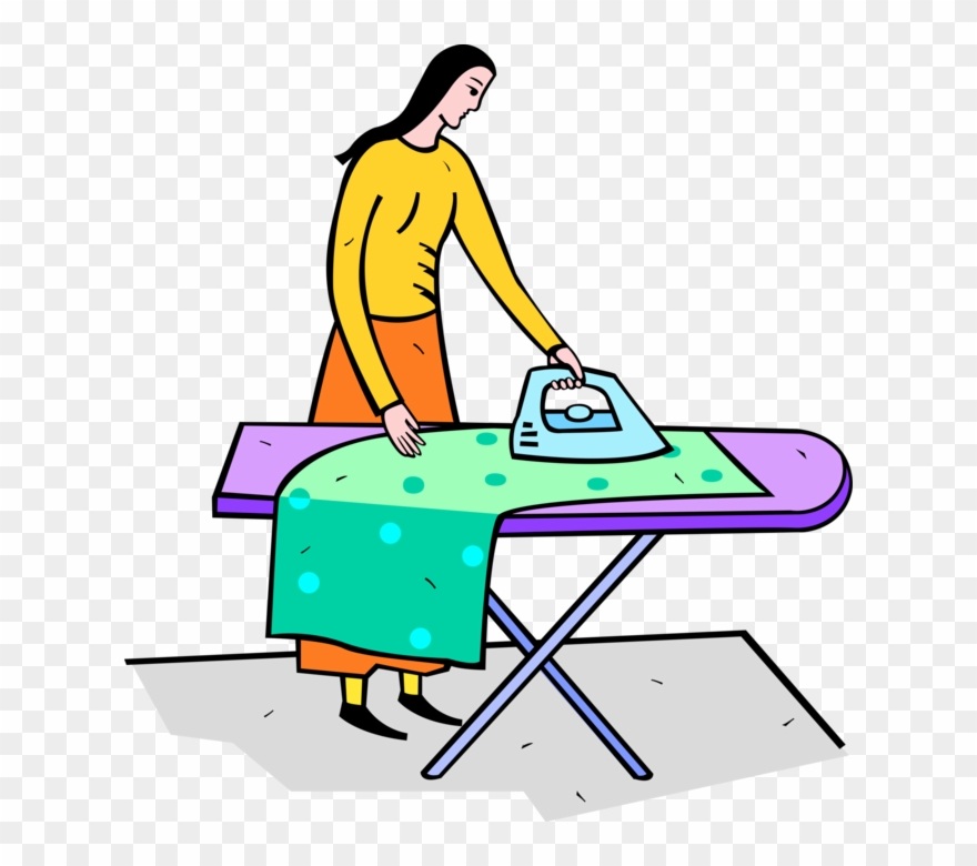 Ironing Clothes With Iron Iron And Ironing Board Clipart Png
