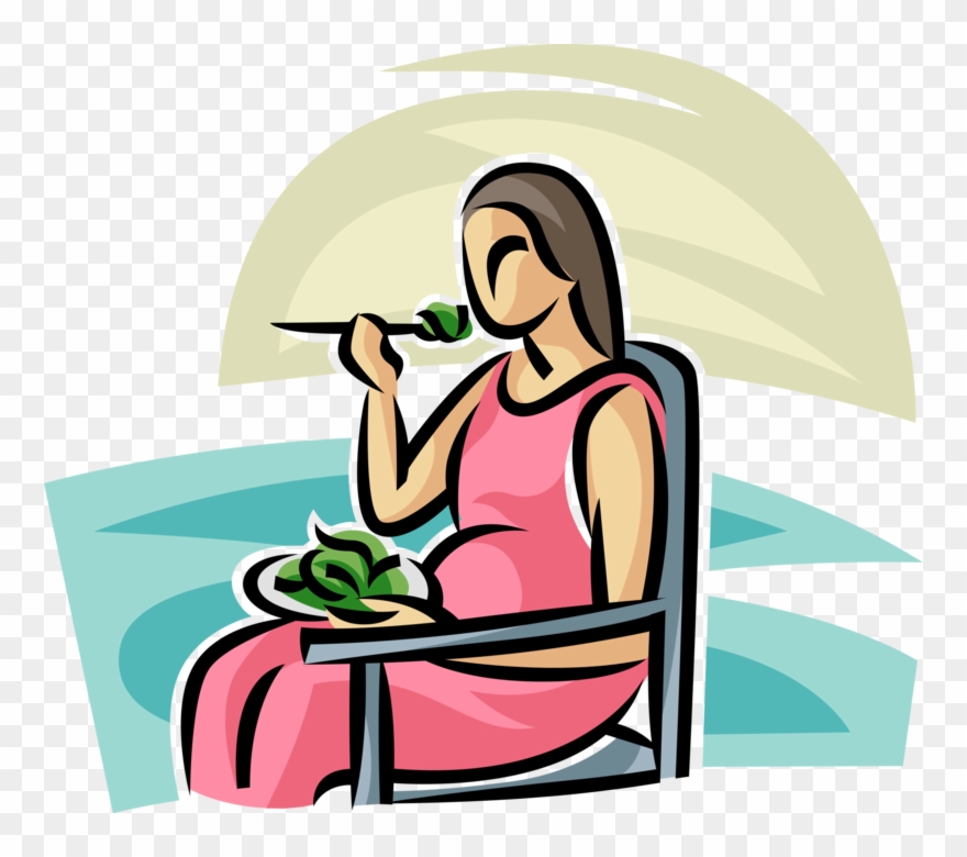 Eating Vector Mother - Pregnant Woman Eating Clipart - Png Download