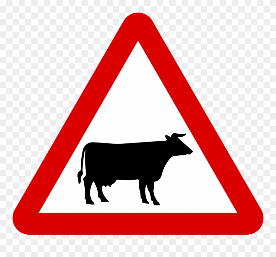 Warning Signs 15, Buy Clip Art - Cattle Crossing Warning Sign - Png Download