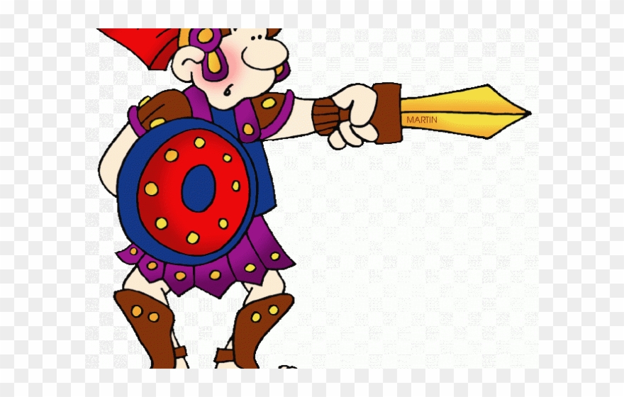 Fighting Clipart Roman - Ancient Rome Gladiator Cartoon Png Transparent Png